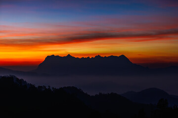 Landscape of DOI LUANG CHIANG DAO mountain with sea fog at sunrise