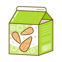 Cute cartoon almond milk isolated on white - 774188483