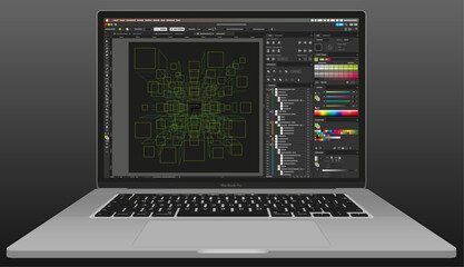 MacBook Pro 16 laptop powerhouse - This laptop template is a fully editable vector illustration that can be modified as needed to produce something unique, eg. swap the screen content for your own