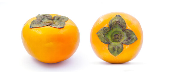 yellow persimmon on white background