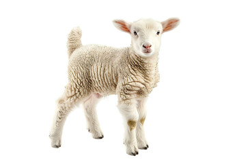 A cute little lamb isolated on white background,