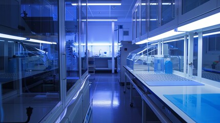 Obraz premium A high-tech laboratory researching next-generation solar cells, the clean, precise environment highlighting the ongoing innovation and potential for future advancements in solar technology