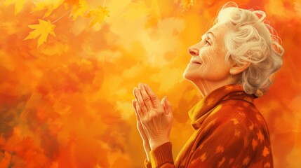 Elderly Grace in Autumn Bliss