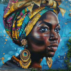 Exotic Beauty: A Woman from Africa in a Street Drawing