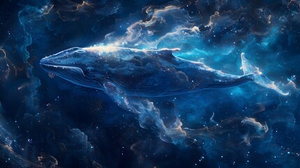 Fototapeta premium Ocean's Embrace: Abstract Waves and Fish Dance Under a Sunlit Sky