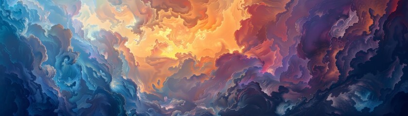 A breathtaking panorama of the sky at dusk - obrazy, fototapety, plakaty
