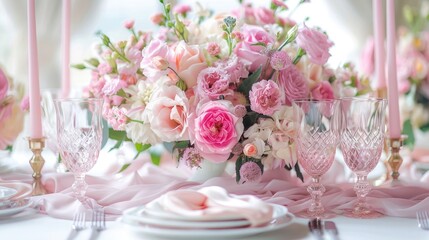 The bridal bouquet. Pink bridal bouquet on the table