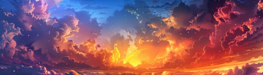 Obraz na płótnie Canvas A fantastical depiction of the sky at dawn