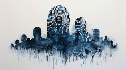 Fingerprints and faces, security concepts - obrazy, fototapety, plakaty