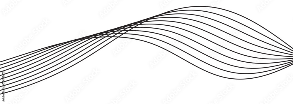 Poster thin line wavy abstract vector background. curve wave seamless pattern. line art striped graphic tem