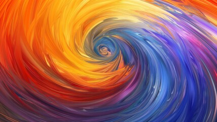 Spiral of fiery colors in abstract art - A powerful spiral of fiery reds, oranges, and blues creates an intense and dynamic abstract composition