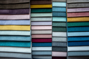 Colorful fabric or textile samples for upholstery