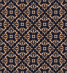 Vector beautiful damask pattern. Royal pattern with floral ornament. Seamless wallpaper with a damask pattern. Vector illustration. - 774194861