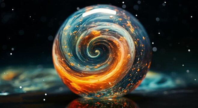 the galaxy rotates inside the marble