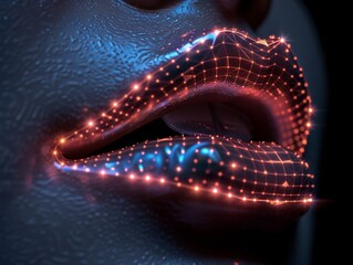 Women's lips with laser illumination