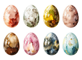 Watercolor colorful easter eggs isolated on white background