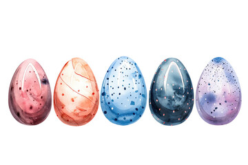 Colorful watercolor easter eggs set isolated on white background