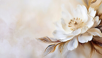 Piwonia, biały kwiat. Puste miejsce. 