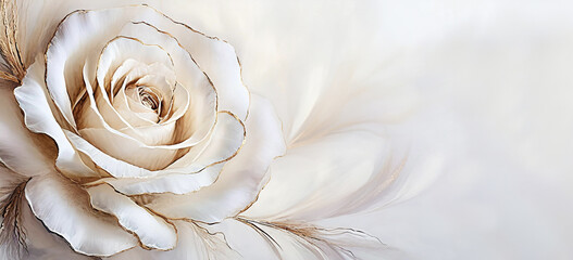 Biała róża, pastelowy makro kwiat. Puste miejsce, zaproszenie - obrazy, fototapety, plakaty
