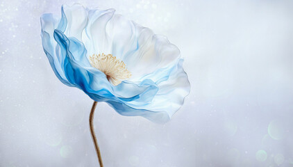 Abstrakcyjny makro kwiat, niebieski mak - obrazy, fototapety, plakaty