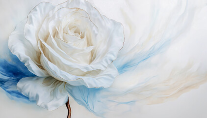 Białe akrylowe tło z różą. Dekoracja na ściane. Wzór kwiatowy - obrazy, fototapety, plakaty