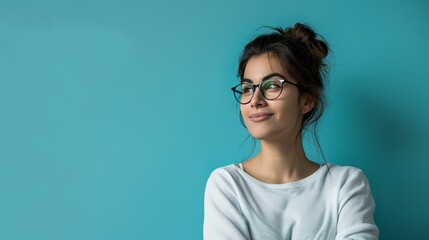 Fototapeta premium Contemplative Woman with a Gentle Smile