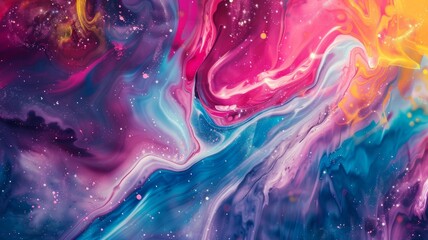 Abstract pink and blue cosmic fluid artwork - Imaginative cosmic-inspired artwork with swirling pink and blue tones that evoke a sense of wonder and mystery