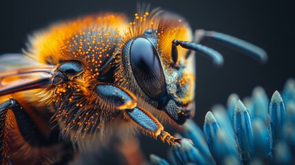 Bees are busy in the hive, collecting nectar on flowers, working as a team - obrazy, fototapety, plakaty