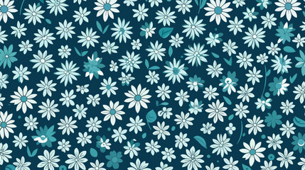 Blue Background With White Flowers vector illustration 2d