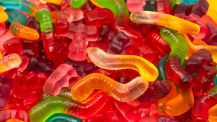 Assorted colorful gummy candies. Jelly  sweets.