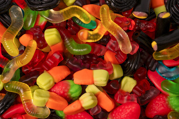 Assorted colorful gummy candies. Jelly  sweets.