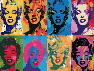 Colorful Creations: Exploring a Pop Art Collage Featuring Female Faces in Vibrant Hues