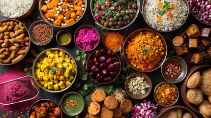 Fototapeta premium Assorted Indian Cuisine Dishes and Ingredients