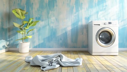 A small, cozy laundry room with a washer and dryer by AI generated image - obrazy, fototapety, plakaty