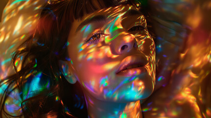 Holographic Beauty Portrait. Generative AI