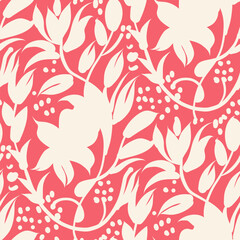 Monochrome  seamless pattern with flowers.  Vector