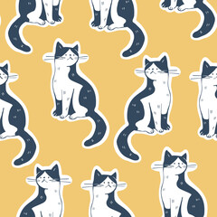 Seamless pattern - funny cartoon kittens. Vector - 774199038