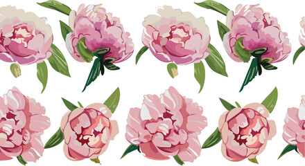 Seamless pattern with peonies flowers