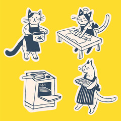 Cartoon cats cook food. Vector - 774199075
