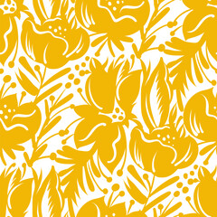 Monochrome  seamless pattern with flowers.  Vector - 774199080