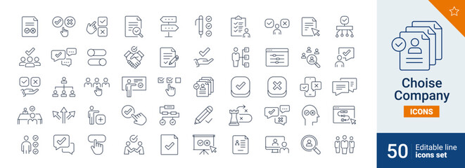 Choise company icons Pixel perfect. check, vote , people , ...	
