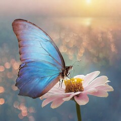 blue morpho butterfly on a flower