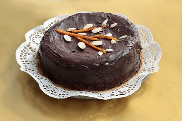 Cheesecake with chocolate icing as Easter festive traditional cake - 774200475
