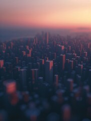 Cityscape at Dawn: A captivating abstract cityscape bathed in the warm glow of sunrise, showcasing the intricate geometry of urban architecture and the ethereal beauty of a new day.  