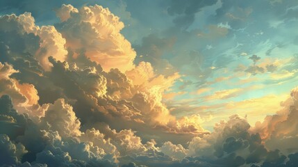 Clouds painted with the last strokes of sunlight - obrazy, fototapety, plakaty