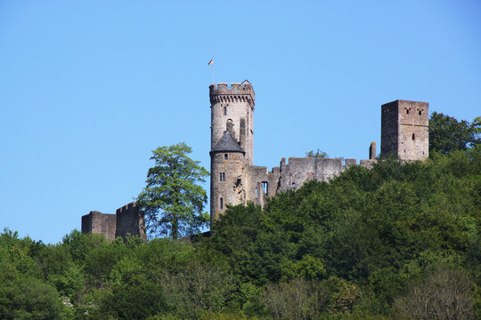 Medieval Kasselburg castle ruins near Gerolstein in the Eifel forest, Germany
