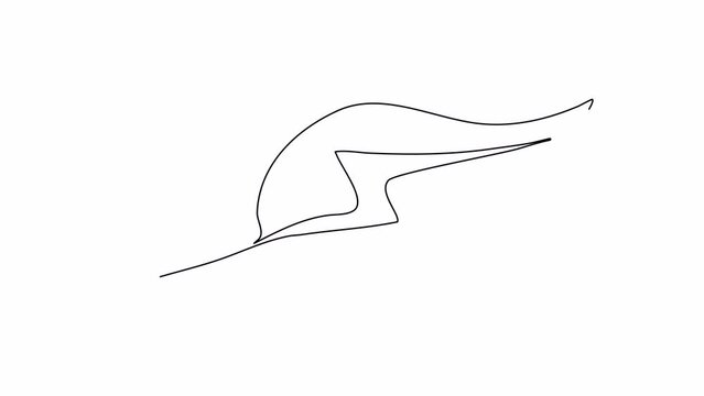 Plant leaf with a sign of power. One line drawing animation. Video clip with alpha channel.