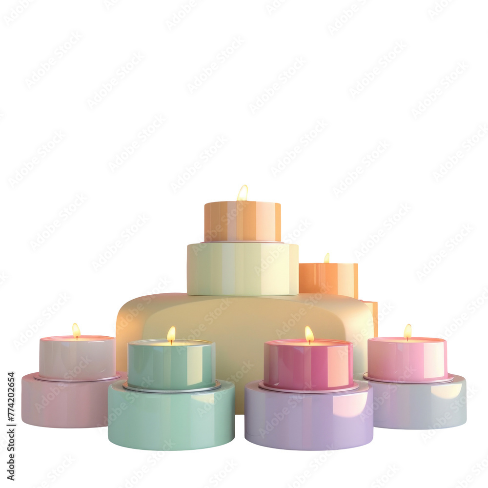Poster a close up of a cake with candles on a transparent background