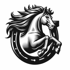 vintage illustration of horse and horseshoe