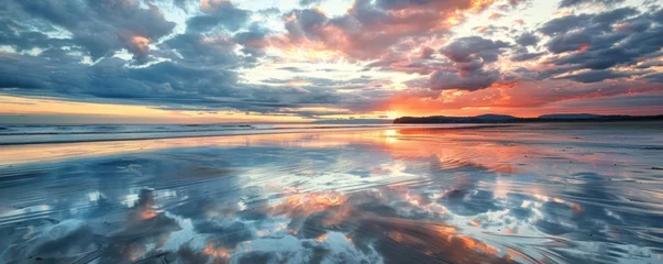 Foto op Plexiglas Evening tide reflects a sky lit by the last rays of the setting sun © WARIT_S